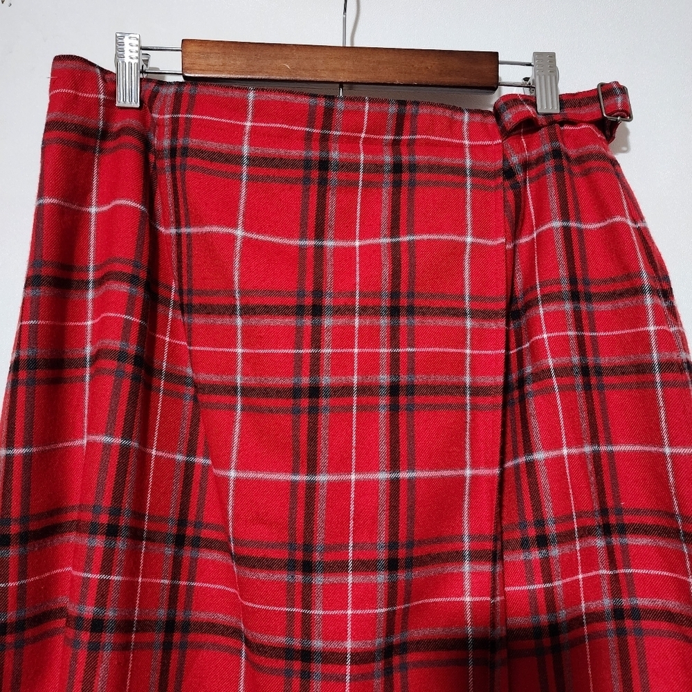 Liz Claiborne Crazy Horse Vintage Tartan Red Black Plaid Maxi Skirt - Picture 4 of 10